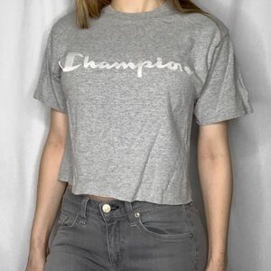 Champion Cropped Reflective Logo Tee